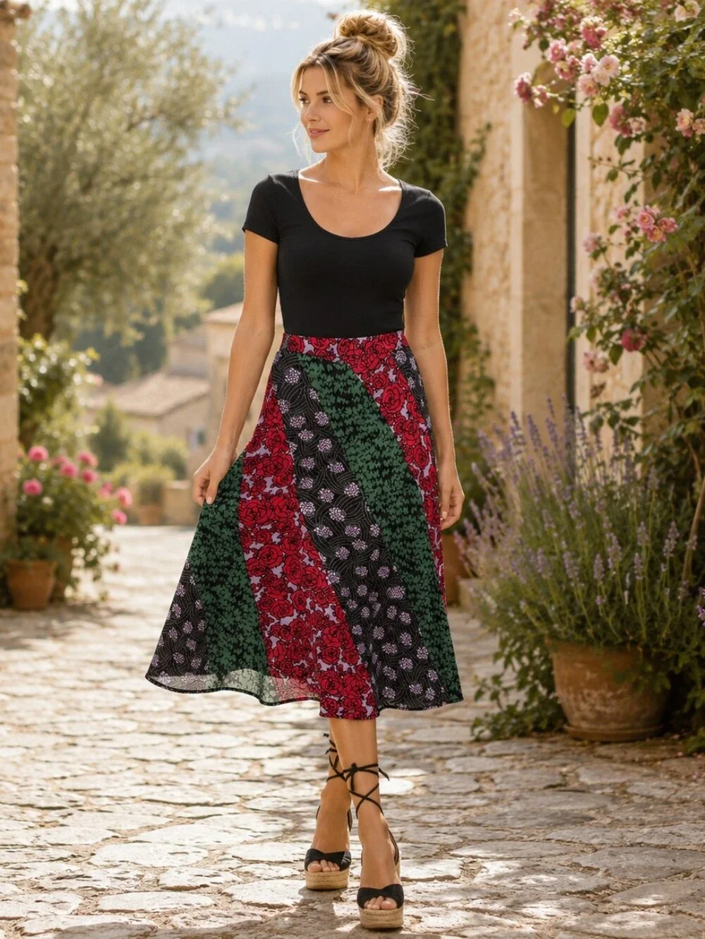 Maeve Anthropologie Patchwork Floral Midi Skirt Cottagecore Boho Art Teacher 8